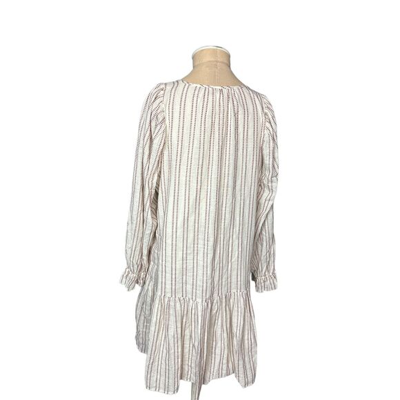 Elizabeth and James Boho Lagen Western Ivory Burgundy Striped Dress Size Small - Picture 3 of 5